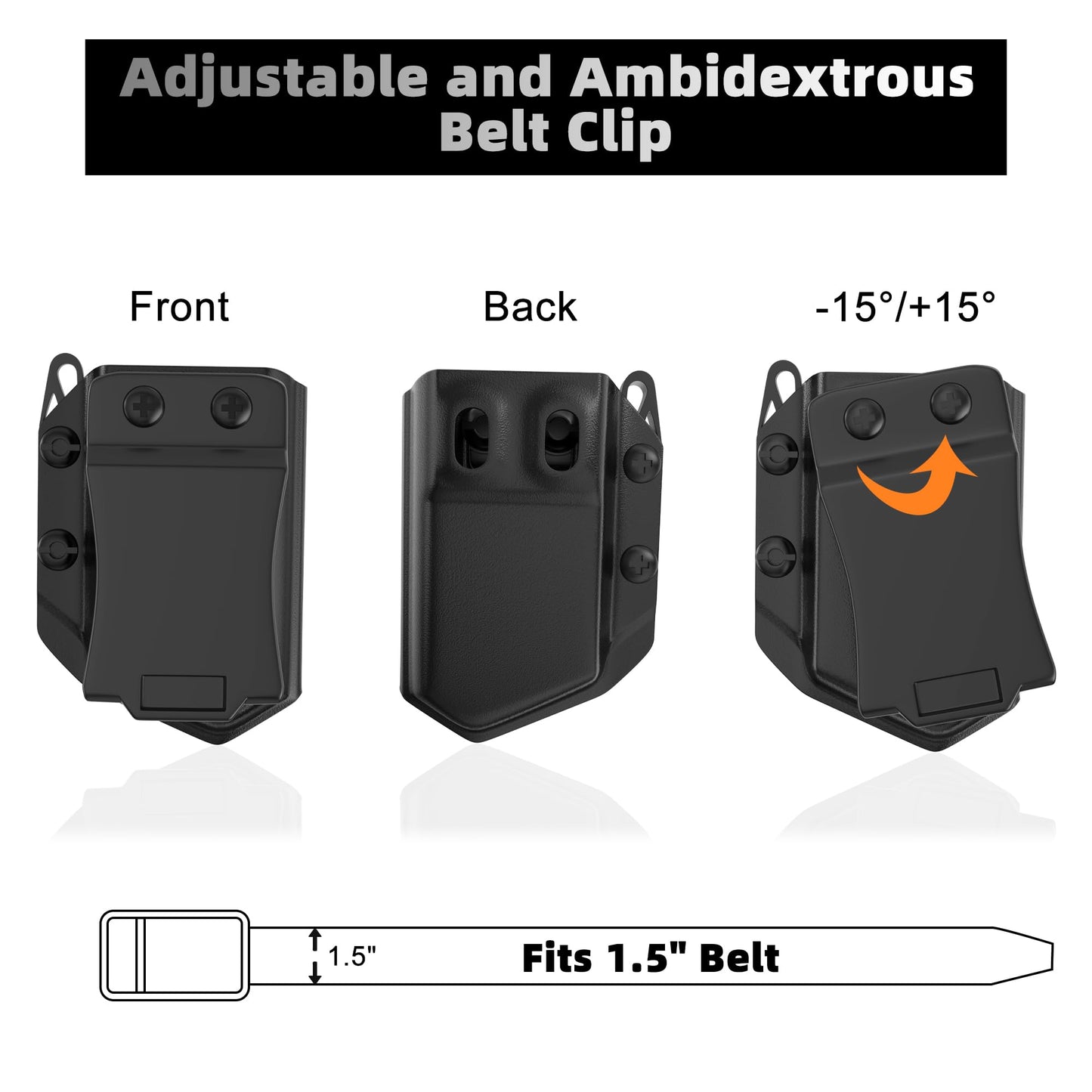 Jimtyee 2 Pack Universal Magazine Holster IWB/OWB Mag Carrier for Glock CZ S&W H&K SIG P365,for 9mm/.40 Double Stack Ambidextrous Kydex Magazine Holder