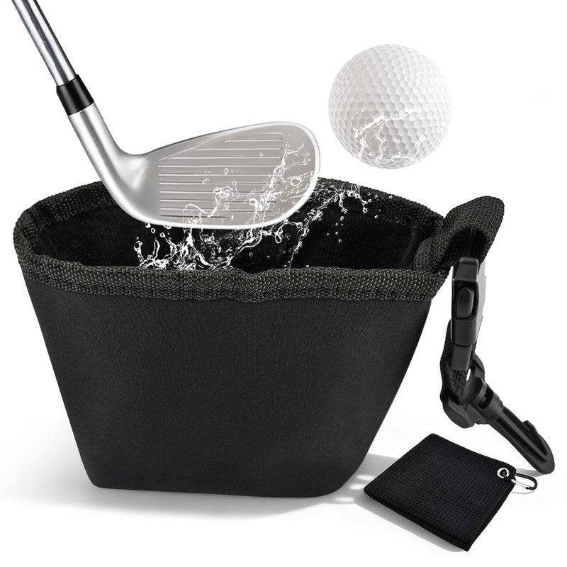 Yuanfenron Golf Club and Golf Ball Cleaning Bag - Cleans Club Grooves, Portable Waterproof Clean Face Tech, Detachable Clip, Quick Dirt & Grass Removal, for Golfers