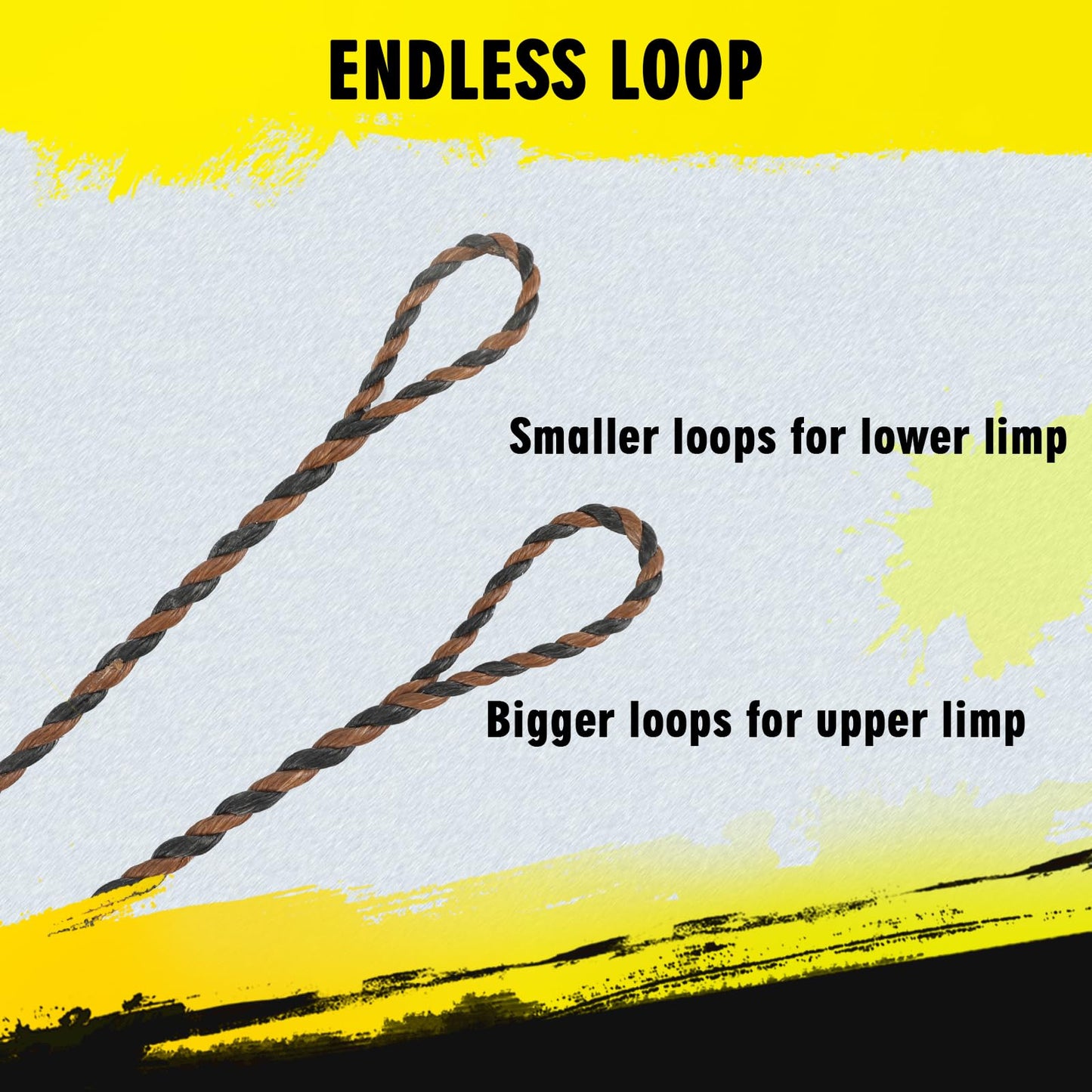 LWANO D97 Flemish Twist Bow String - Handmade Fast Flight Bow String Replacement Bowstring for Traditional Longbow Recurve Bow (Black+Brown, AMO 54"(Actual Length 51"))