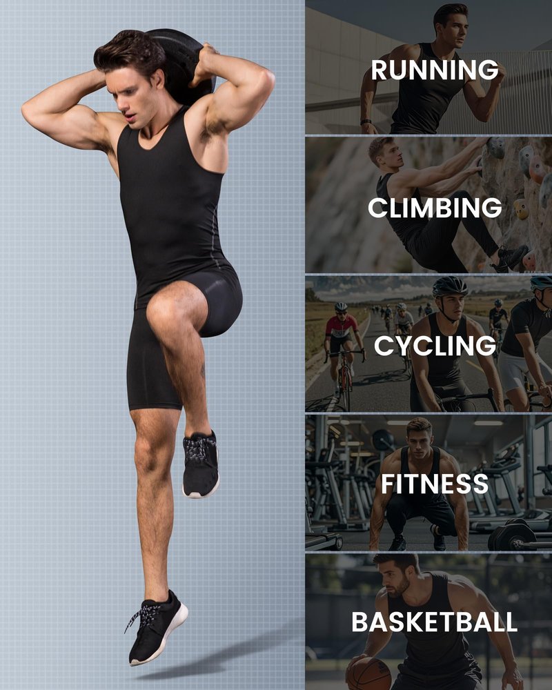 LWISMIL 3 Pack Black Compression Tank Top Men Sleeveless T-Shirt Dry Fit Athletic Workout Sports Running Baselayer Undershirt