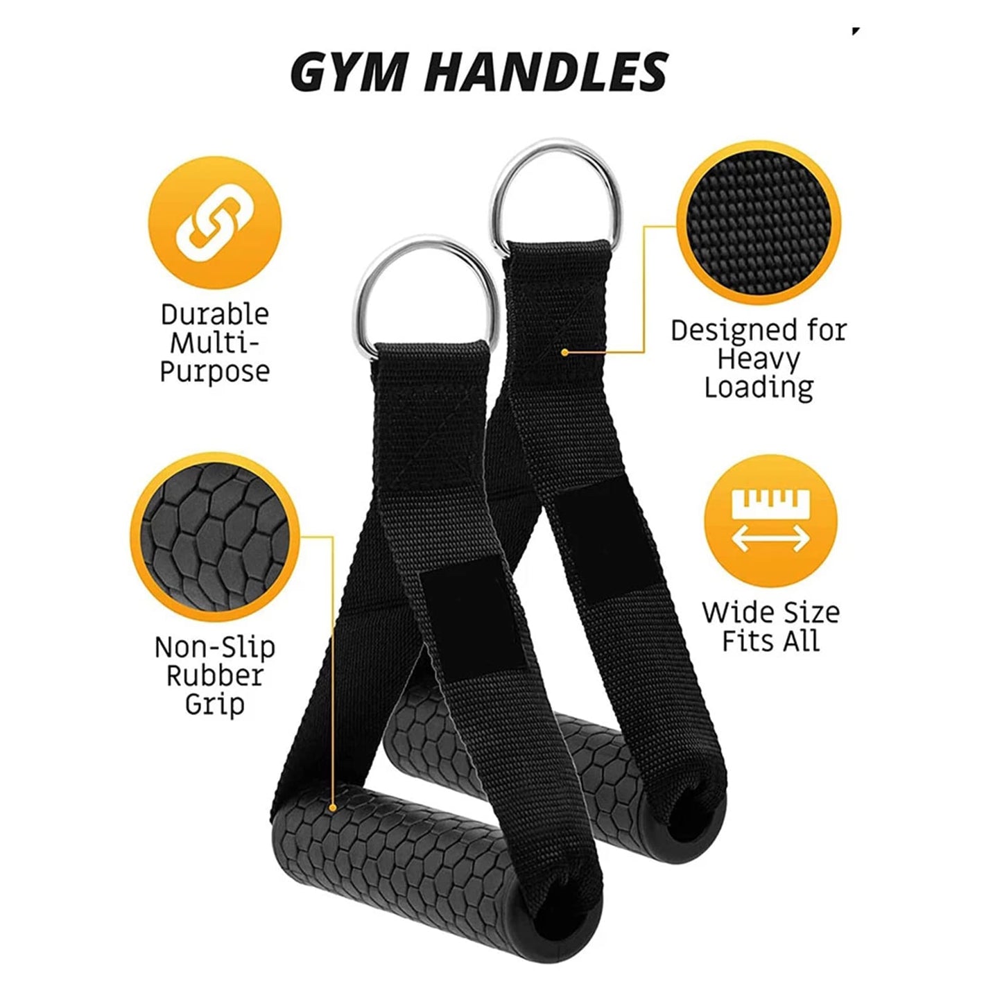 Cable Attachments for Home Gym, Triceps Rope 35 Inch Pull Down Attachment，2 Resistance Band Handles ，3 Black Heavy Duty Carabiners Clips ，LAT Pulldown Equipment ，Cable Machine Accessories Carry bag