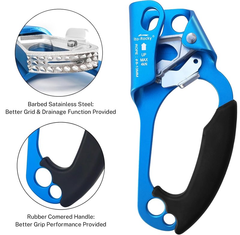 Ito Rocky Right Hand Ascender Arborist Climbing Equipment Gear Rock Rappelling Equipment for Tree Rope Clamp Climber for 8-13MM Rope