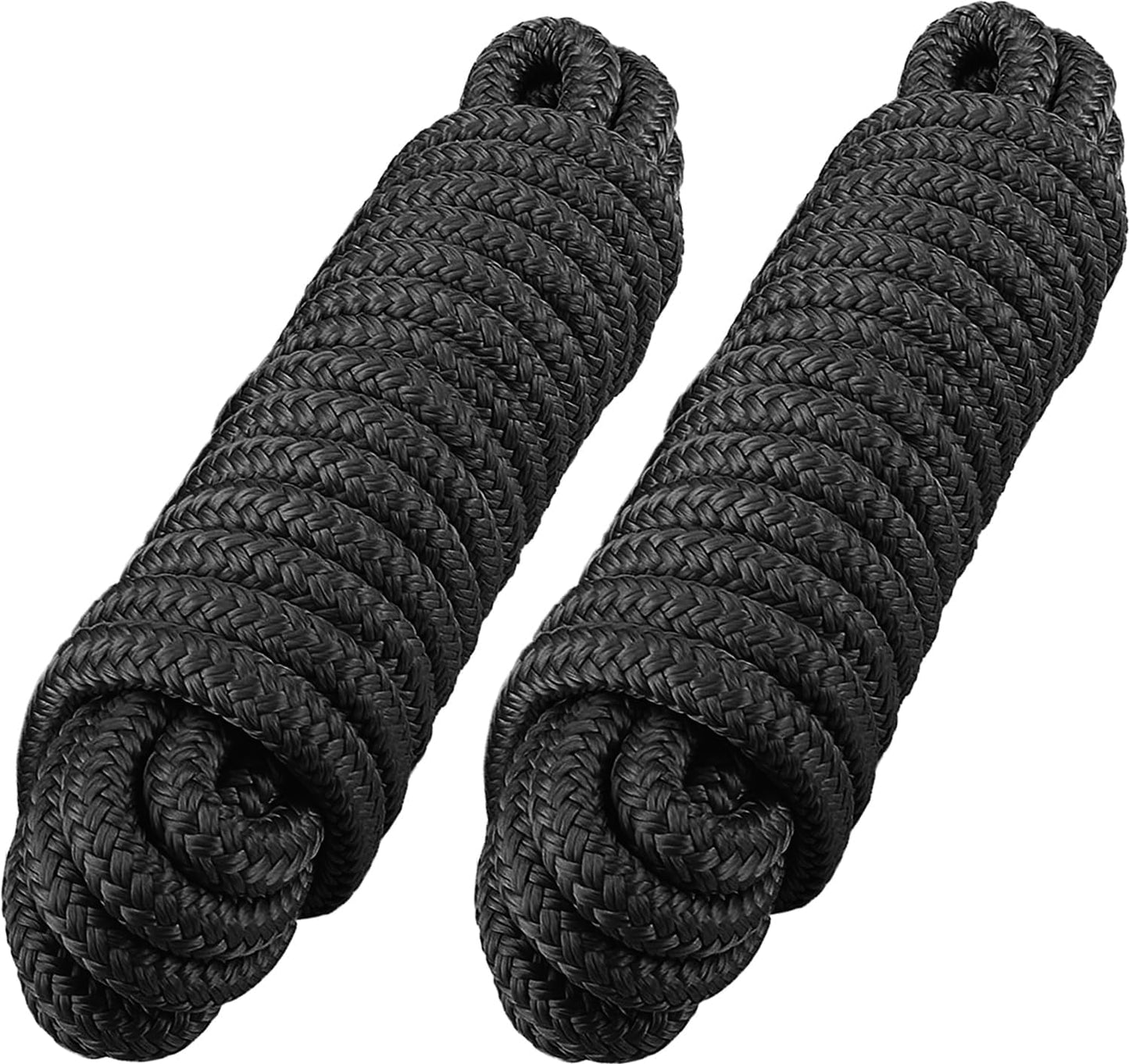 Dock Lines - Marine Grade Nylon Boat Rope, 1" x 35' - Heavy Duty, Double Braided, Fray Resistant | Black, 2 Pack