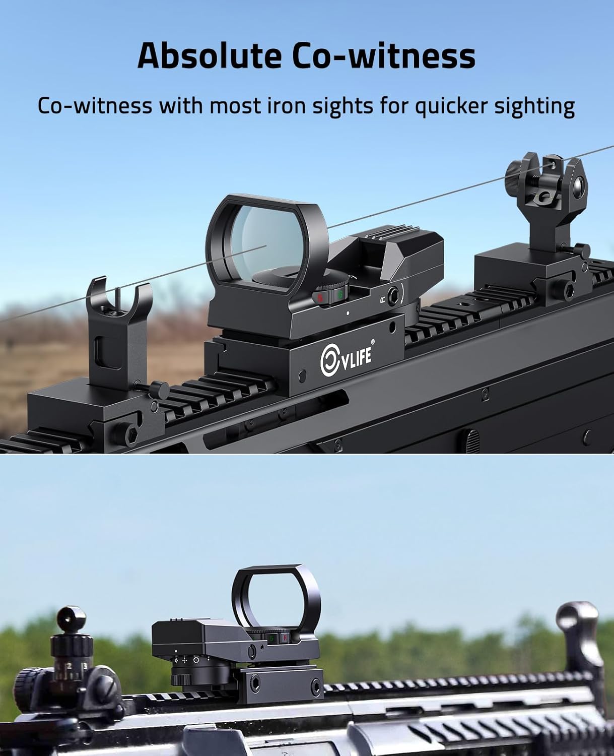 FoxSpook Green & Red Dot Sight - Motion Awake Multi Reticle Reflex Optics for Picatinny | 31×21mm Large Window