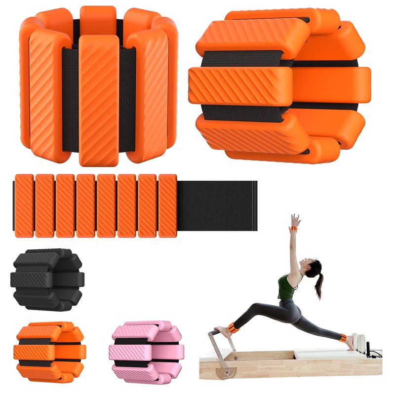 Pilates Wrist and Ankle Weights for Women, Adjustable 2 lbs Weighted Bangles for Men 1LB Each Arm Bands Foot Leg Weights for Walking Yoga Training Exercise Running Set of 2 (Pink)