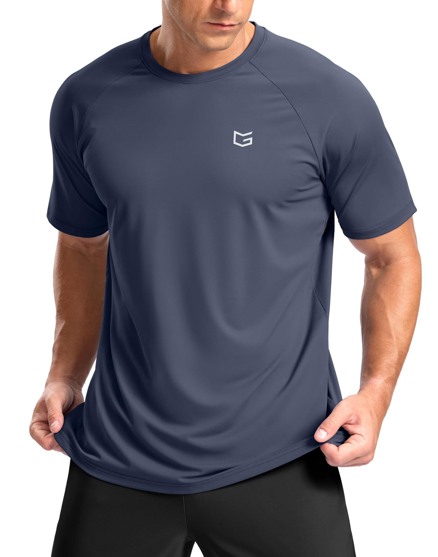 G Gradual Men's Athletic Workout T-Shirts Moisture Wicking Cooling Running Shirts Short Sleeve Performance Tee for Gym Tennis(Dusty Blue,XXL)