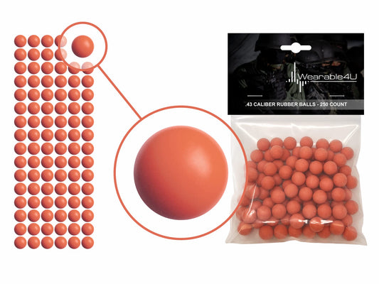 Wearable4U .43 Caliber Rubber Balls New Reusable Training Soft Rubber Balls for Paintball Guns (250 Rounds, Orange x 250)