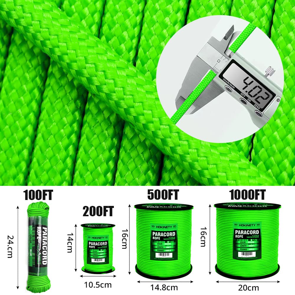 1000Ib Paracord Rope - 100ft / 200ft / 500ft / 1000ft 4mm,12 Strand Parachute Spool Cord,para Cord Lanyard for Camping,Hammock,Clothsline,Hiking,Fishing,Survival braceletand Survival