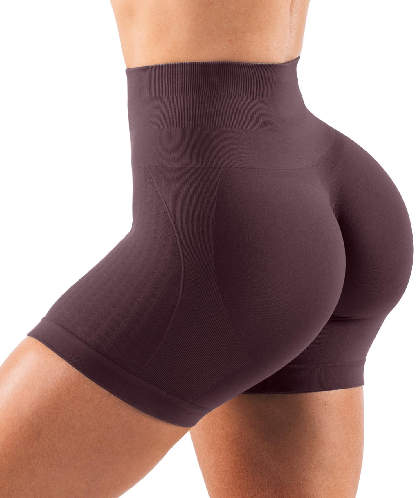 Unthewe Womens Workout Seamless Scrunch Butt Lifting Shorts High Waisted Tummy Control Gym Yoga Shorts(U329-Cashmere-M)