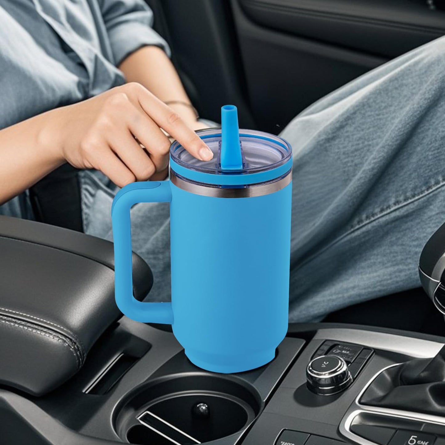 Replacement Lid for Stanley 40oz and 64oz Tumbler.Leakproof Flip Straw Lid Fit Stanley Cup Quencher H2.0 40 oz/64 oz and ProTour 40oz/64oz Tumbler.(White,2-Pack)