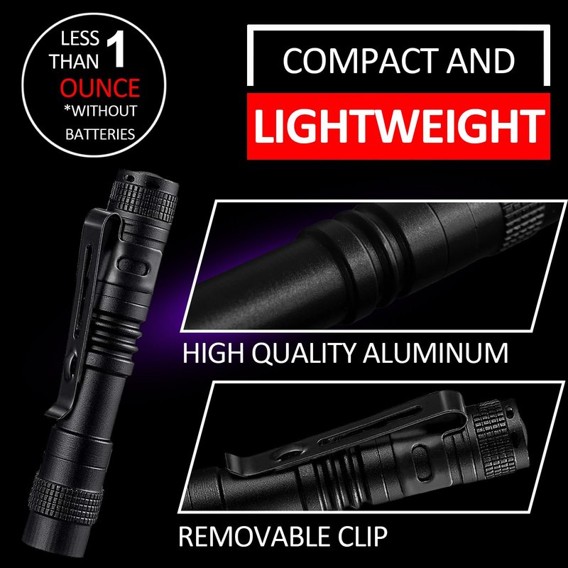 Beieverluck 10 Pack UV Black Light Flashlight Mini 395nm Pen Light with Clip LED Handheld Blacklight Detector for Leak Pet Urine Hotel Inspection Dry Stain and Bed Bug, Small