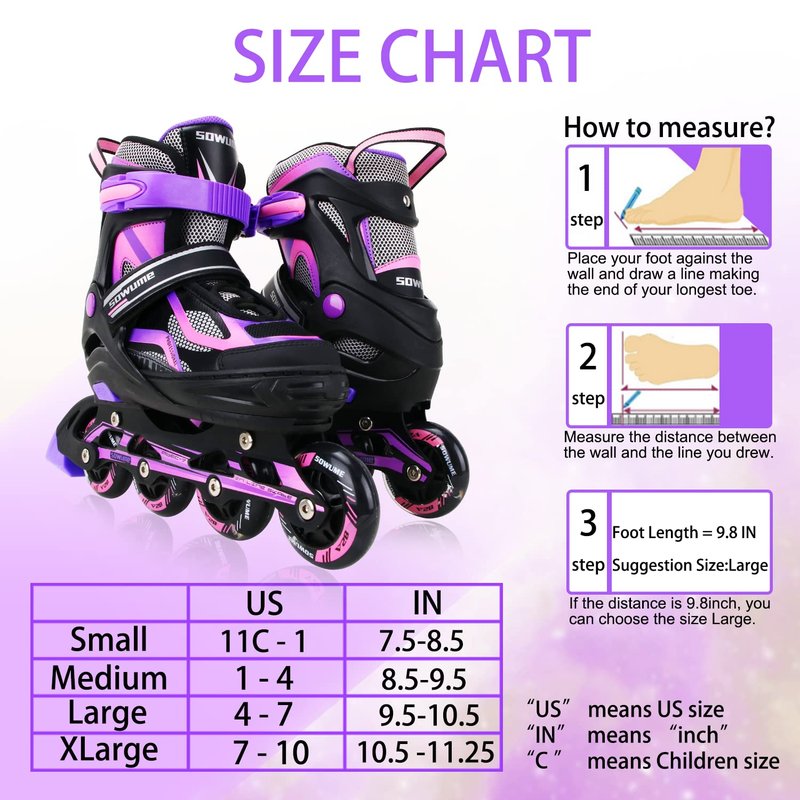 Sowume Adjustable Blades for Roller Girls Boys and Kids, Roller Skates for Blades Adult Women and Men, Female and Male, Inline Skates with All Light Up Wheels, Patines para Mujer and adultos Hombre