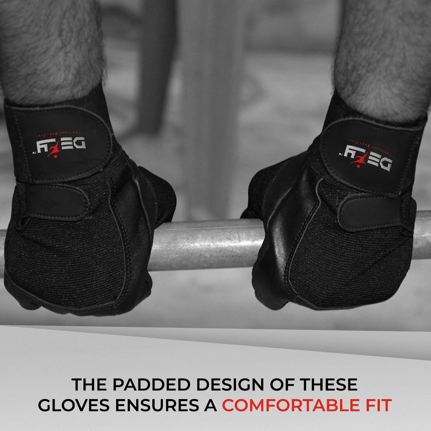 DEFY Padded Weight Lifting Gloves with 13" Long Wrist Wrap Genuine Leather Gym Gloves for Power Lifting, Cross Training, Workout Black (Medium)