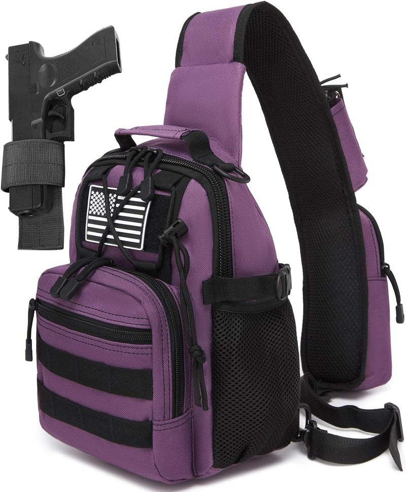 Tactical Sling Backpack - Small Crossbody Bag with Water Bottle & Radio Holder for Men | Versatile Shoulder Pouch