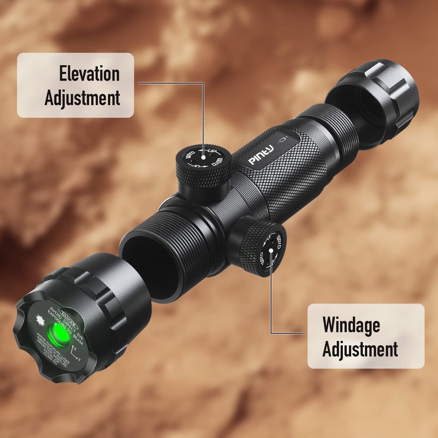 Pinty Hunting Rifle Green Laser Sight Dot Scope with 20mm Weaver & 1" Barrel Mount, Adjustable Windage & Elevation, Remote Pressure Switch Included