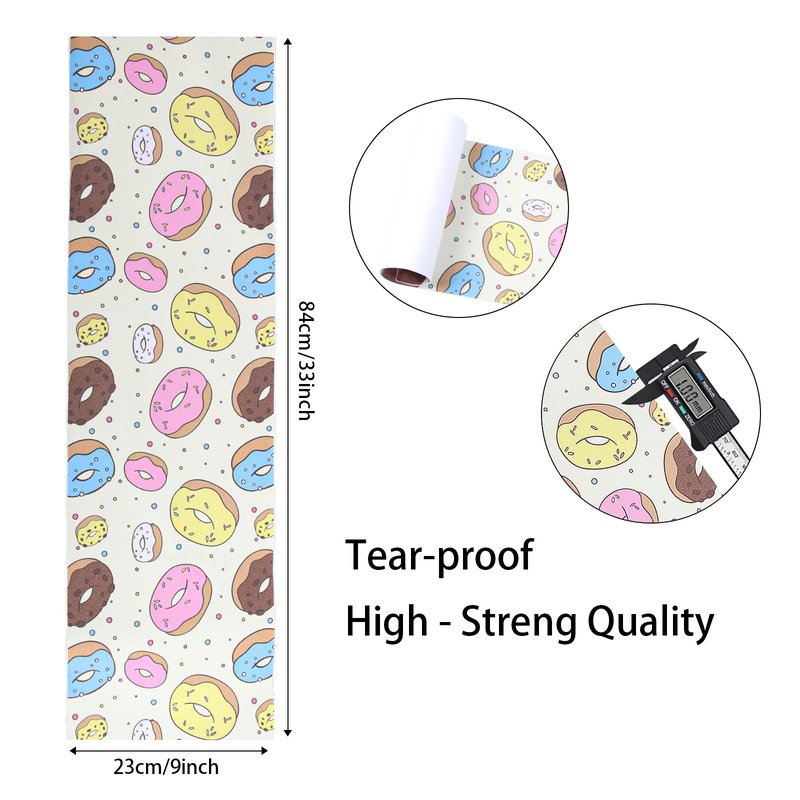 ZUEXT 9" x 33" Skateboard Grip Tape, 2Pack Donut Waterproof Longboard Grip Tape, Bubble Free Non Slip Scooter Griptape for Rollerboard Stairs Pedal Wheelchair Step (23x84cm)