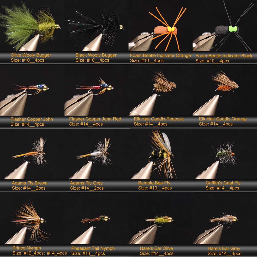 Wifreo 92pcs Fly Fishing Flies Assortment with Waterproof Fly Box