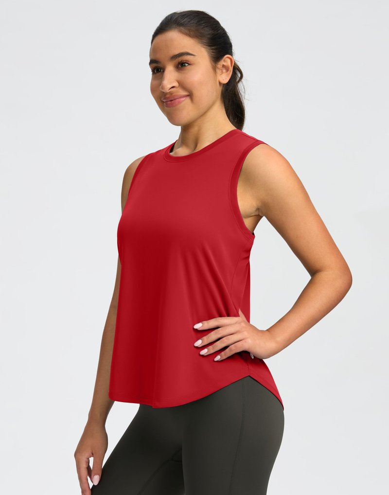 SANTINY Women's Sleeveless Workout Tops Lightweight Tennis Yoga Gym Athletic Running Shirts Racerback Tank Tops for Women (Red_M)