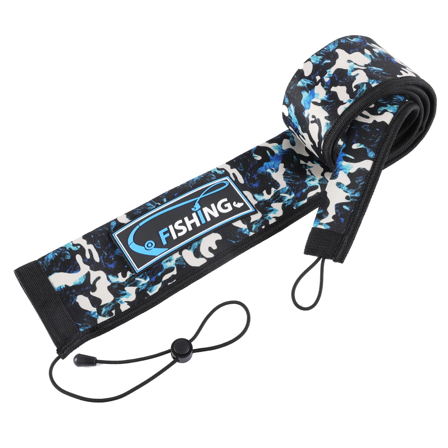 KPEPIX Lightproof Neoprene Fishing Rod Sleeve - Fishing Rod Cover for Storage & Transportation - Puncture Resistant Rod Sock for Casting, Trolling, Spinning Rods (Blue Camo, 58in)