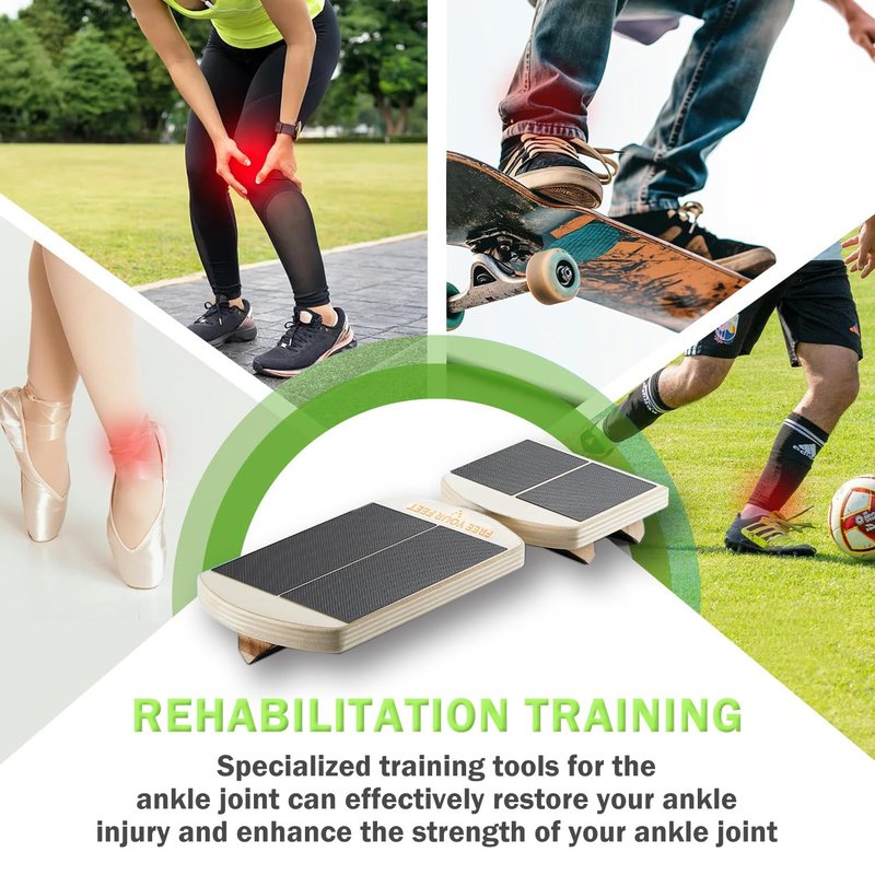Adjustable Ankle Balance Board - Non-Slip Plantar Fasciitis Rehab Trainer for Home Gym, Side kick Axis Board Ankle Tool, Courtyard, Office, Travel, Rehabilitation Room