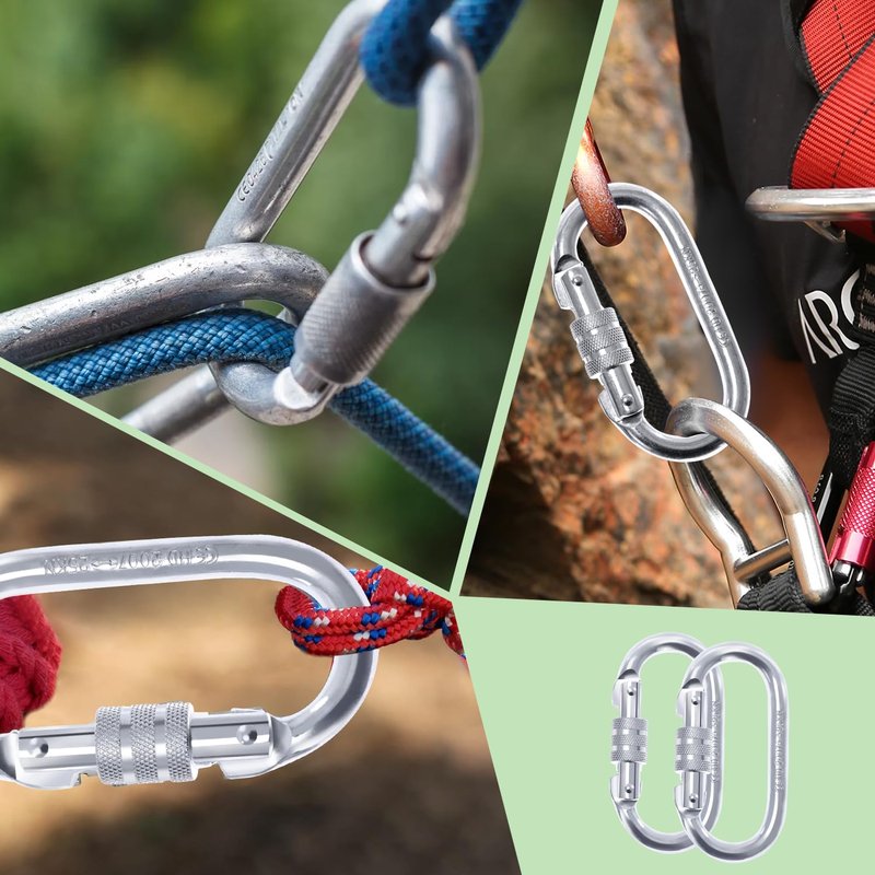 LZ.MZXU Heavy Duty Carabiner Clip Climbing Carabiner(25kn=5600lbs), Screw Locking Heavy Duty Safety Caribeener Clips Multipurpose for Climbing, Rigging, Ropes, Hammocks (O Shape, 5pack)