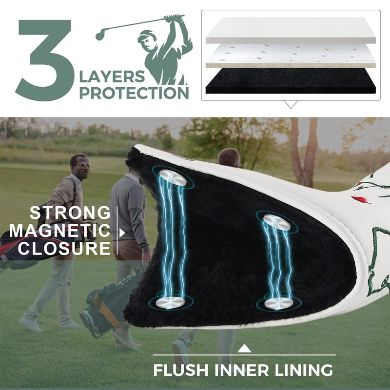 Studio Crafted Augusta Georgia Magnetic Closure Golf Blade Putters Headcover (White)