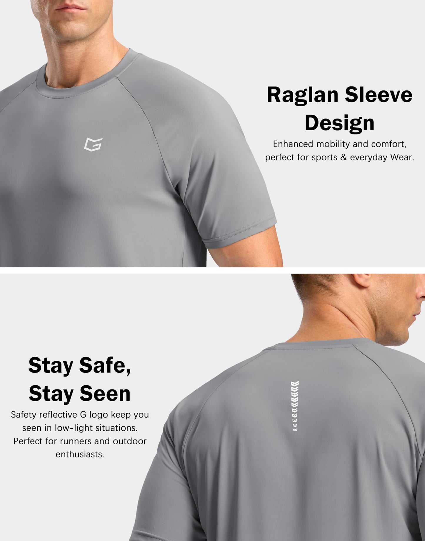 G Gradual Men's Athletic Workout T-Shirts Moisture Wicking Cooling Running Shirts Short Sleeve Performance Tee for Gym Tennis(Light Grey,XXL)