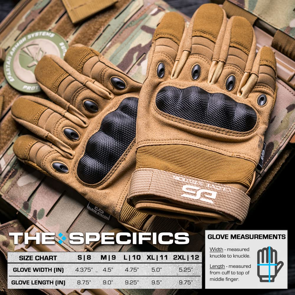 Glove Station - Tactical Shooting Hard Knuckle Gloves for Men and Woman with Touchscreen Fingers - Durable and Comfortable Hand-Gear for Outdoor Work Shooting and Hunting - Tan/Medium