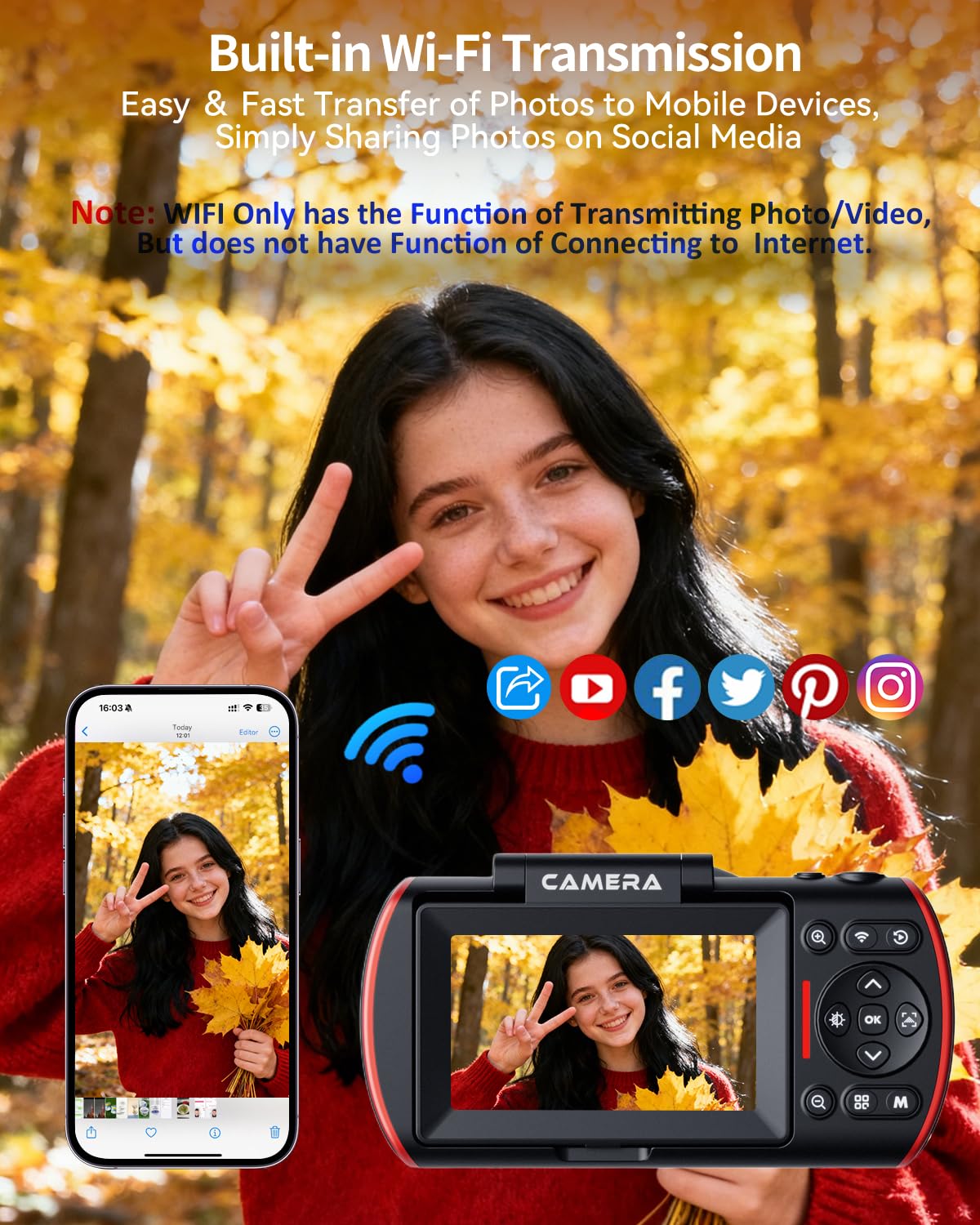 RAZPLYN 4K Digital Camera Autofocus, 2026 64MP Vlogging Camera for YouTube with 32GB Card & Rechargeable Battery, 3" Flip Screen Compact Travel Camera for Beginners Daily Use, 18X Zoom Black