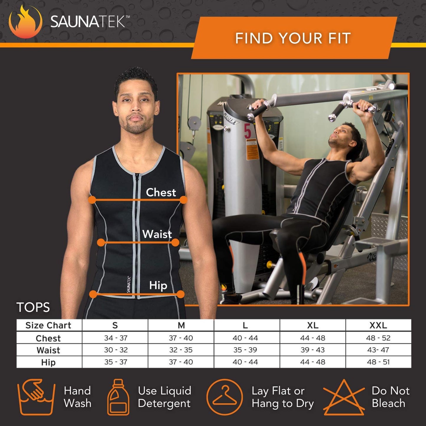 SaunaTek Men's Sauna Sweat Suit Vest for Exercise and Heat Training, Neoprene, X-Large