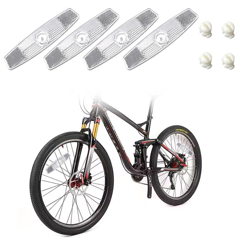 4 PCS Bike Wheel Reflectors, Bicycle Spoke Reflector Bike Front and Rear Reflectors Mountain Bicycle Safety Warning Reflector for Night Cycling, Handlebar, Seatpost Bikes Front and Rear White