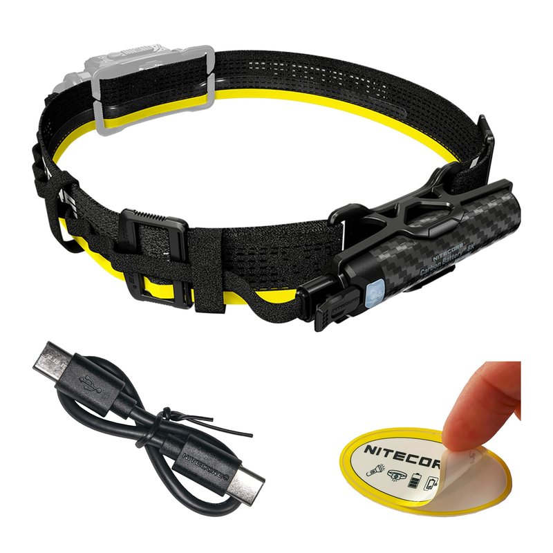 Nitecore Carbon Battery 6K Kit Headlamp Runtime Extender for NU40, NU43, NU45, NU50, and HC65 UHE Headlamps