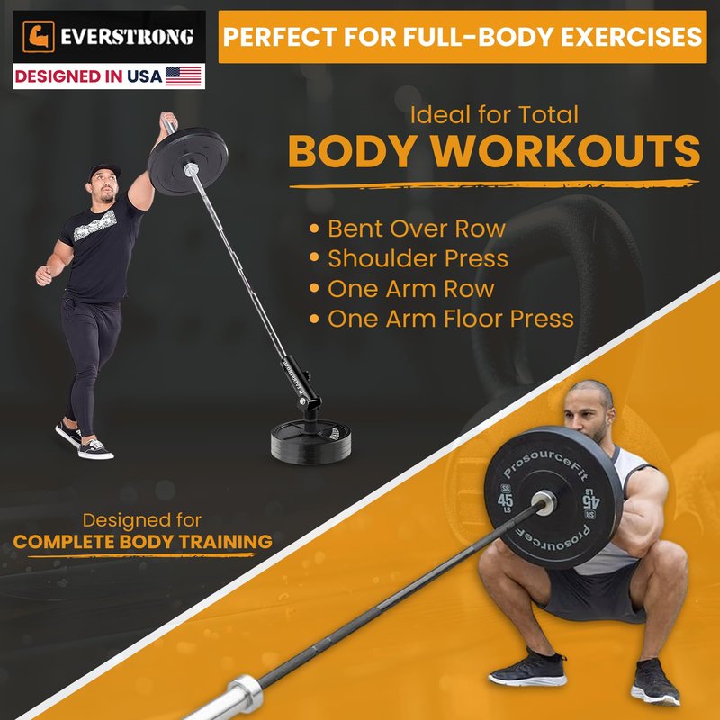 EVERSTRONG Elite Heavy Duty T-Bar Row Olympic Bars - Landmine Attachment for Barbell Workouts - Robust Steel Base for Home and Gym Fitness - Designed for 2-inch Olympic Barbell