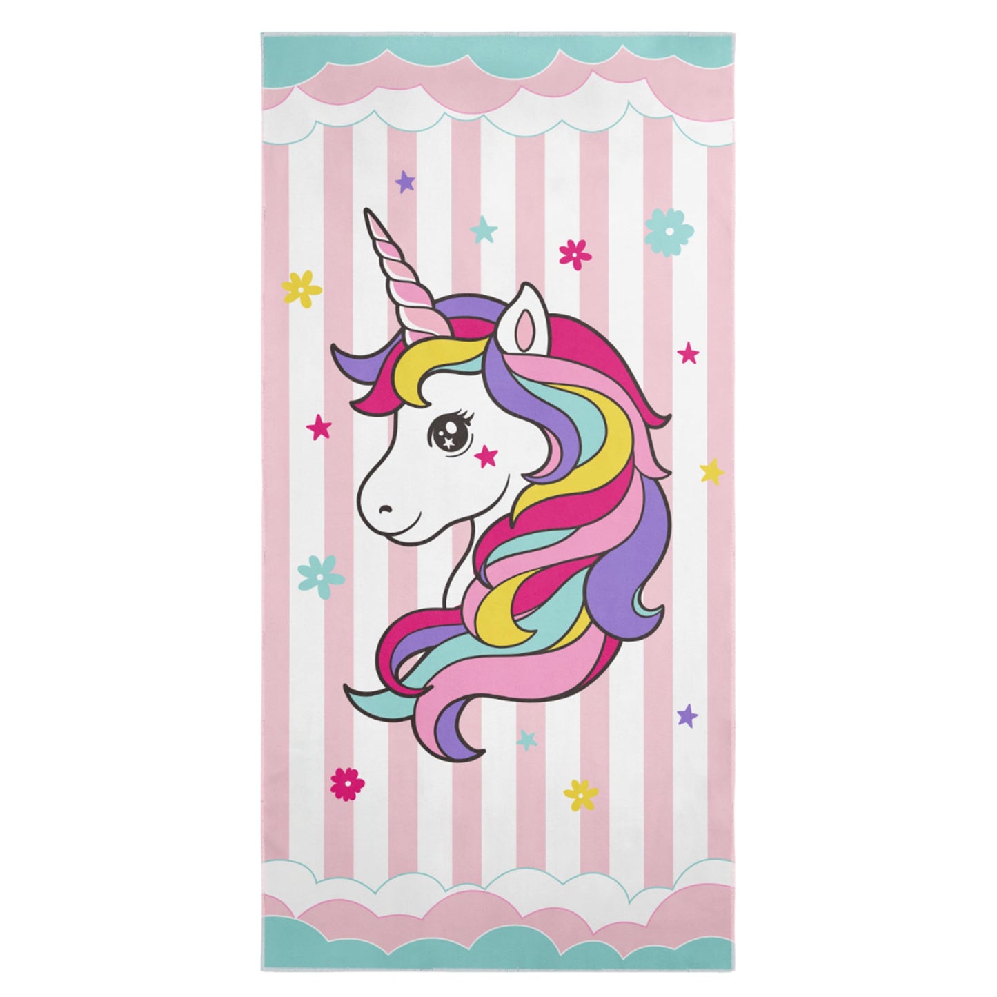 SANDJEST Unicorn Beach Towel for Girls - 60"x30" Quick Dry Lightweight Microfiber Suede Sand Free Kids Towels - Perfect for Beach Pool Swim Bath Travel Picnic Camping