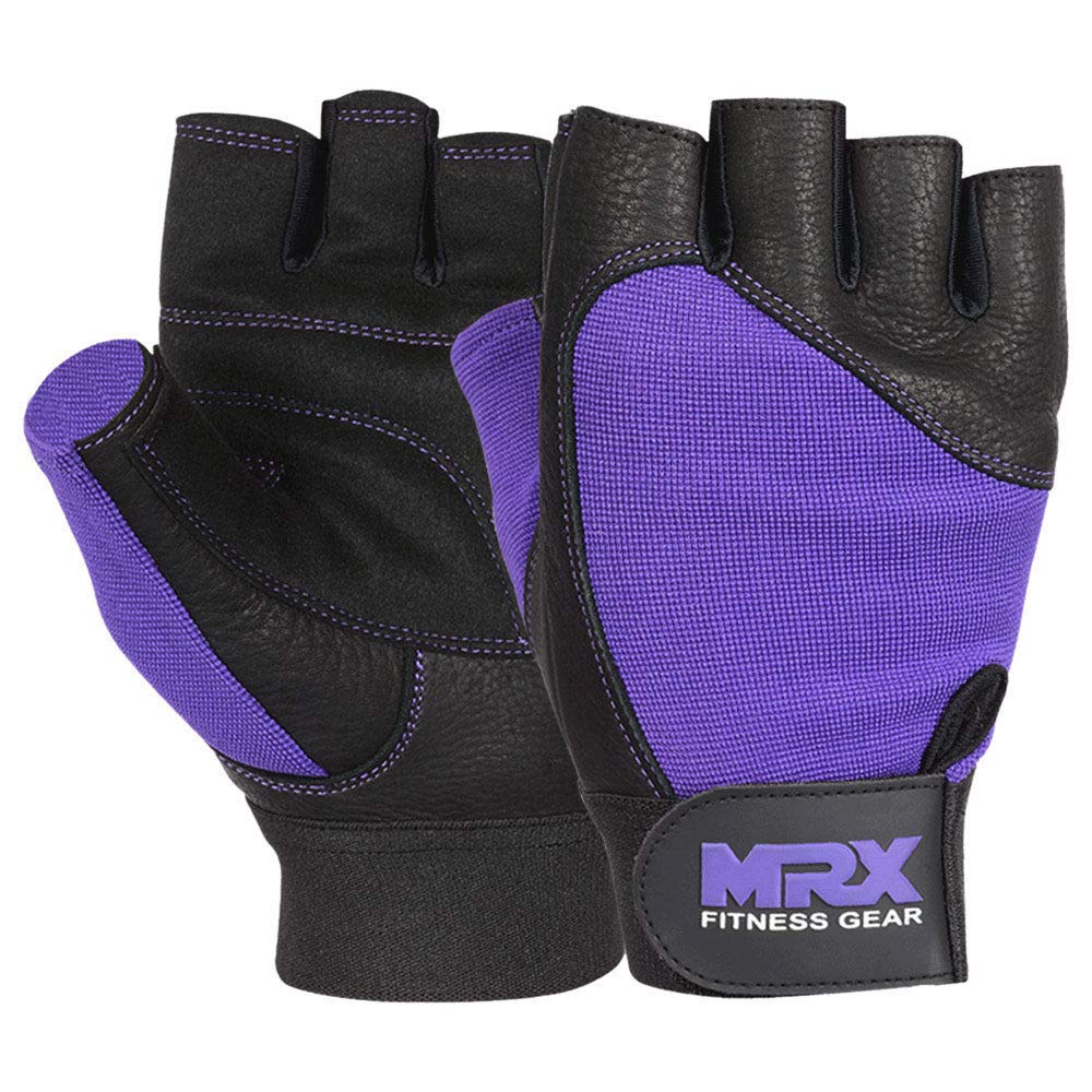 MRX Weight Lifting Gloves Gym Training Bodybuilding Fitness Powerlifting Workout Weightlifting Gloves Genuine Leather for Men & Women