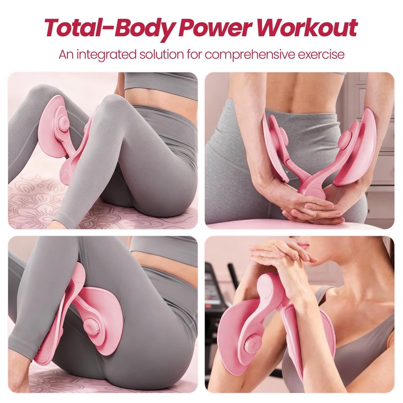 LANDYPHO Thigh Trainer [2026 Upgraded], Thigh Trainer Thigh Exerciser, Inner Thigh Exerciser, 360° Pelvic Floor Exercise Devices, Hip Trainer Kegel Excerciser, 20LB Resistance Band, Pink