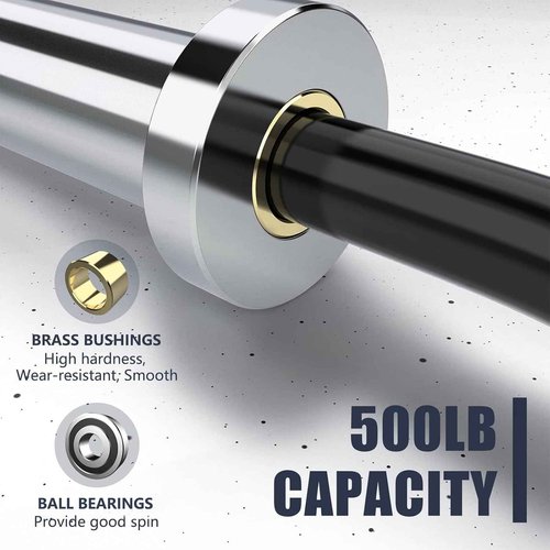 TECHNOAGE Olympic EZ Curl Bar, 47" Curl Bar(500LBS Capacity) 20LB Full Black Solid Chrome Barbell with Copper Sleeve and Bearing for 2-inch Plates