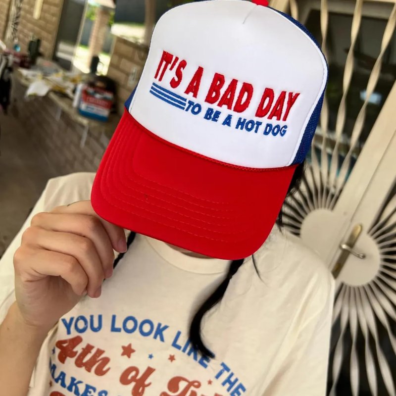 Catnip Clipart | It’s a Bad Day to Be a Hot Dog | Foam Trucker Hat | Funny, and Cute, Adjustable and Embroidered, Men Women