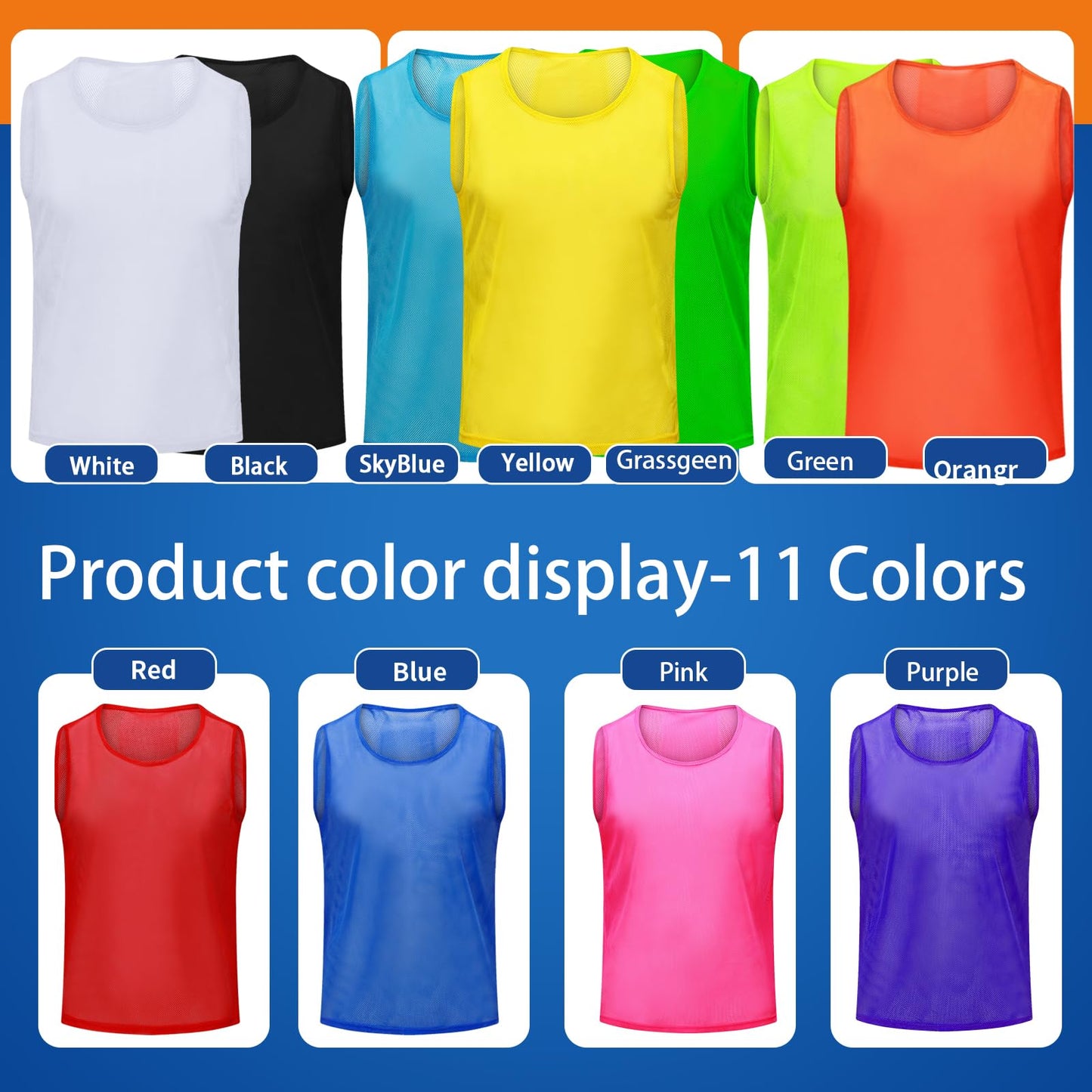 Antoyo Soccer Pinnies Youth with Numbers Scrimmage Team Pinnies Practice Vests Pinnies Jerseys for Basketball Soccer Football Bibs for Youth Adult