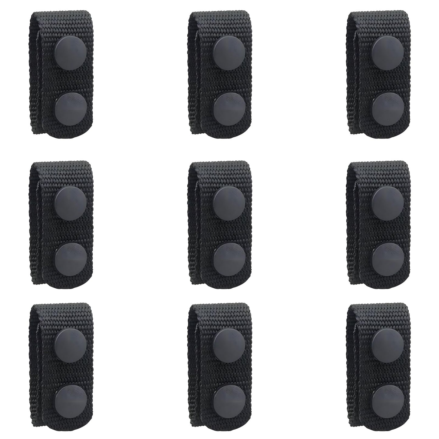 LQDXZQ 9Pcs Nylon Belt Keepers for Duty Belt, 2 Inch Wide Tactical Clips with Double Snaps Police Security Law Enforcement Gear Heavy Duty Accessories to Prevent Shifting (Black)