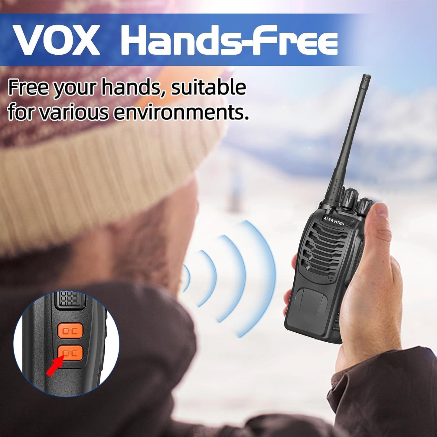 Radios Walkie Talkies Long Range for Adults,Rechargeable Walkie Talkies with Earpiece Two Way Radio 2 Way Radio Walky Talky Copy Frequency with Flashlight,USB-C Charger for Camping Hunting (2 Pack)