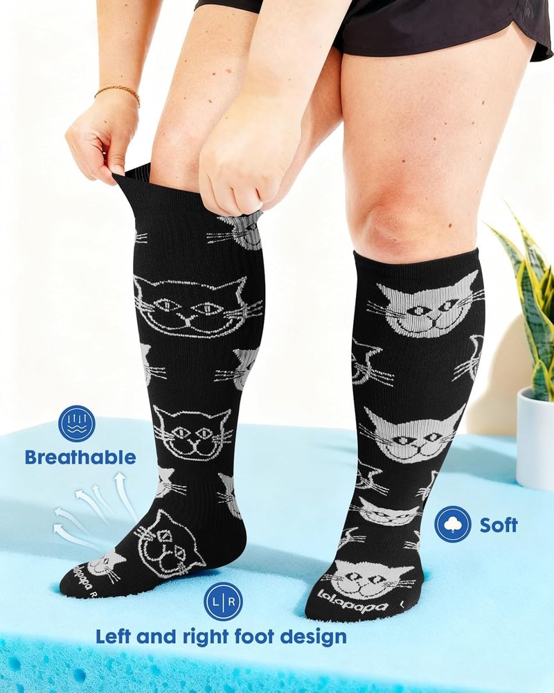 Wide Calf Compression Socks for Women - 20-30mmHg Ankle Support | 3-Pair Plus Size for Travel Nurses