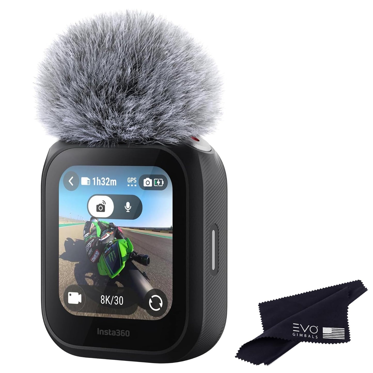 Insta360 GPS Preview Remote with Built-in Mic, All-in-one Remote Compatible with Insta360 Ace Pro 2 and X5 for Live Image Preview, Remote Control, Audio Recording, and Real-time Data