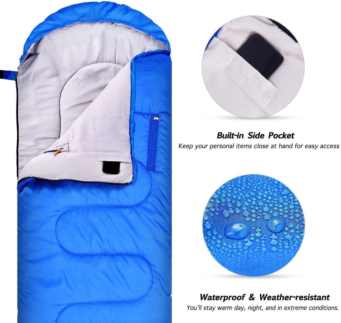 Sleeping Bag, Sportneer Wearable Extra Large Sleeping Bag with Arm Zipper Holes Adults Sleeping Bags Warm Weather Kids Sleeping Bag for Woman Youth Camping Hiking Backpacking Outdoor Travel