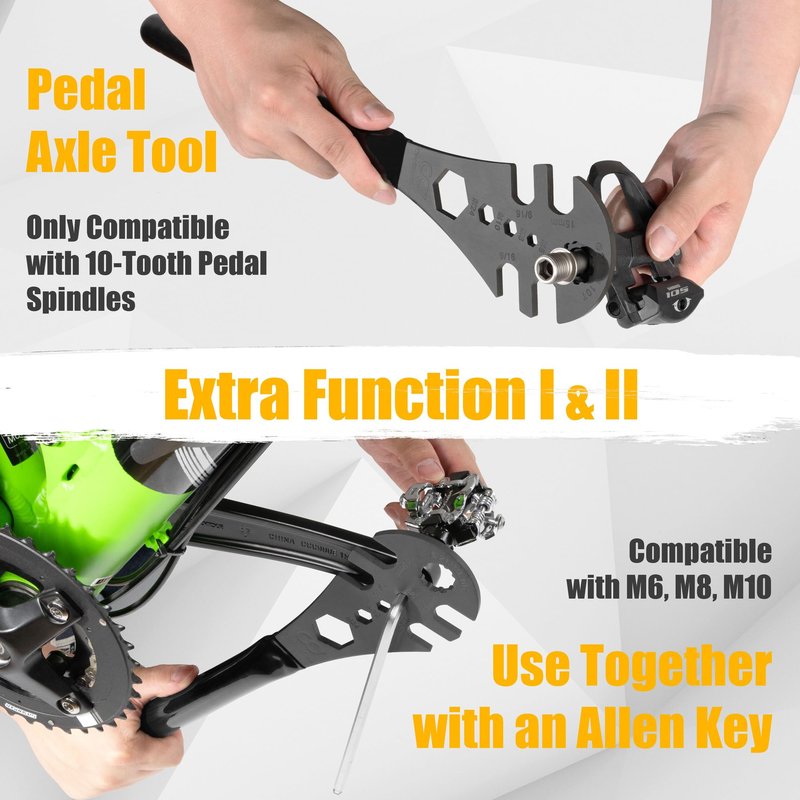 CyclingDeal Multi-Function Bicycle Pedal Wrench 15mm & 9/16" Spanner - 41cm/16" Extra Long Handle Comfortable Grip - Great MTB Road Bike Pedal Removal Tool