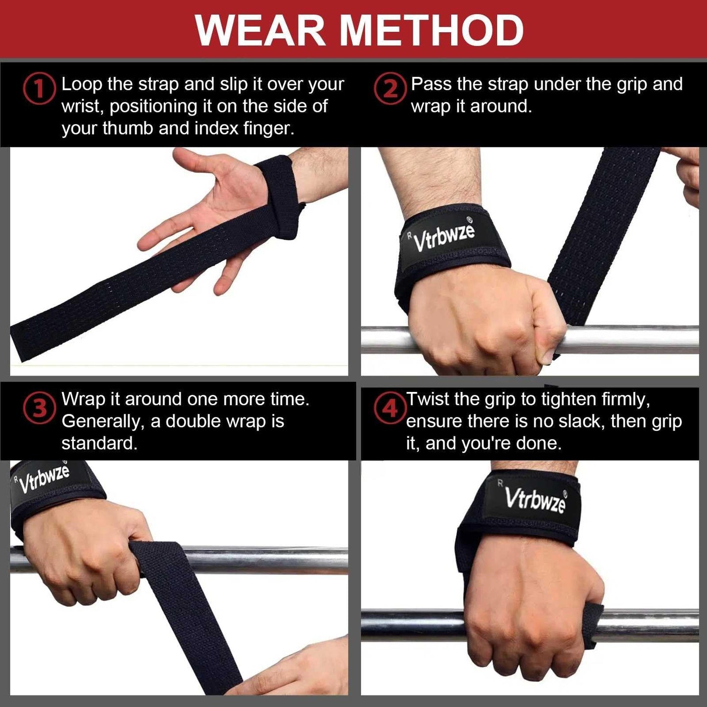 Vtrbwze Gym Lifting Straps for Weightlifting & Deadlift - Non-Slip Silicone Grip, Padded Wrist Support for Bodybuilding, Workout & Strength Training, Unisex Design for Men & Women (black)