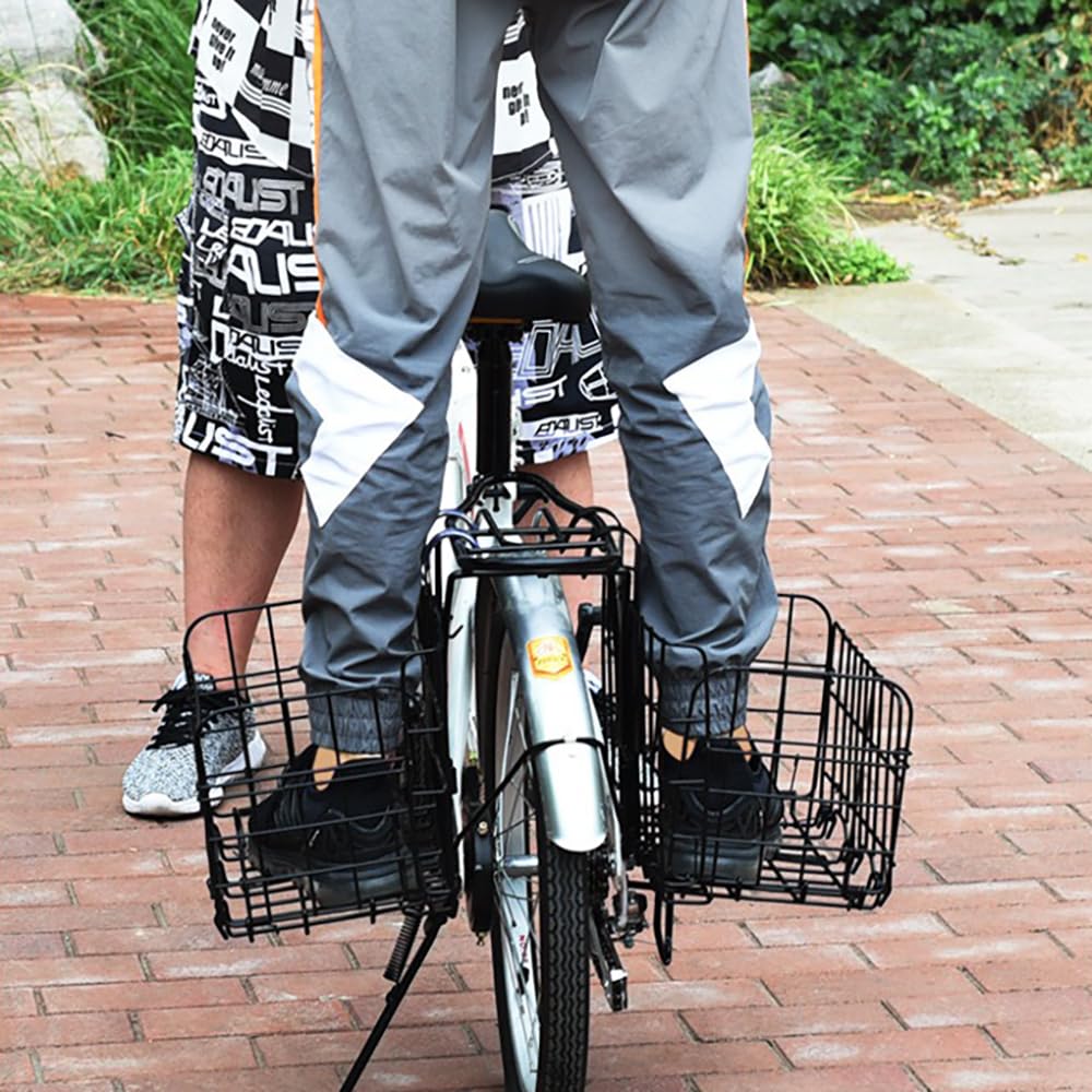 Takelablaze Bike Basket Front/Rear Folding Bike Front Basket Bicycle Wire Basket with Handles Quick Release Design Metal Bike Basket Easy Install to Front Handlebar or Rear Rack