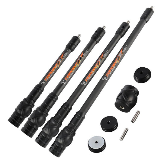 ZSHJGJR Archery Bow Stabilizer Bar 8",10",12", 15" for Compound Bow, 3K Carbon Fiber Body Flexible Core, Damping System and Weights Kit for Vibration Reduction (10 Inch)