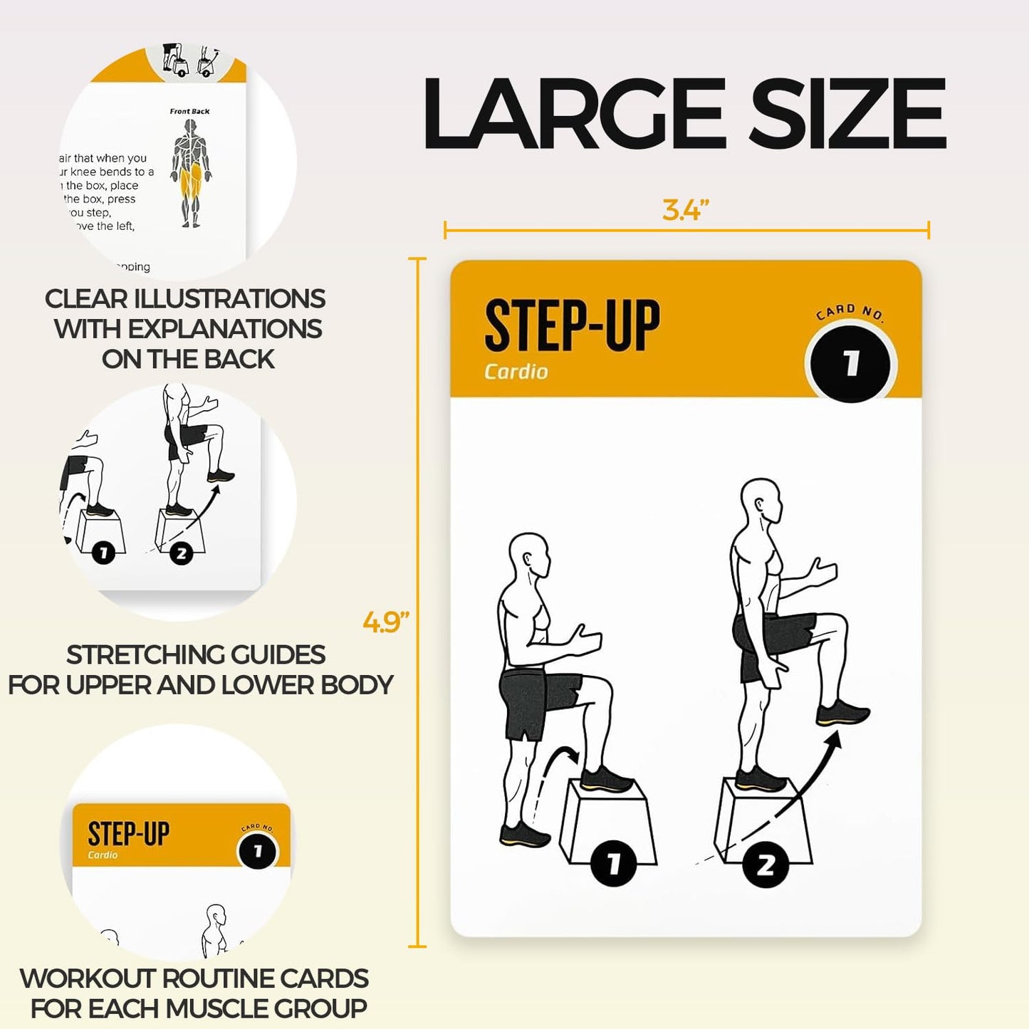 Bodyweight Training Cards Set - 50-Exercise Fitness Deck for Home/Gym, Beginner to Advanced, Customizable Workouts (Vol 1)