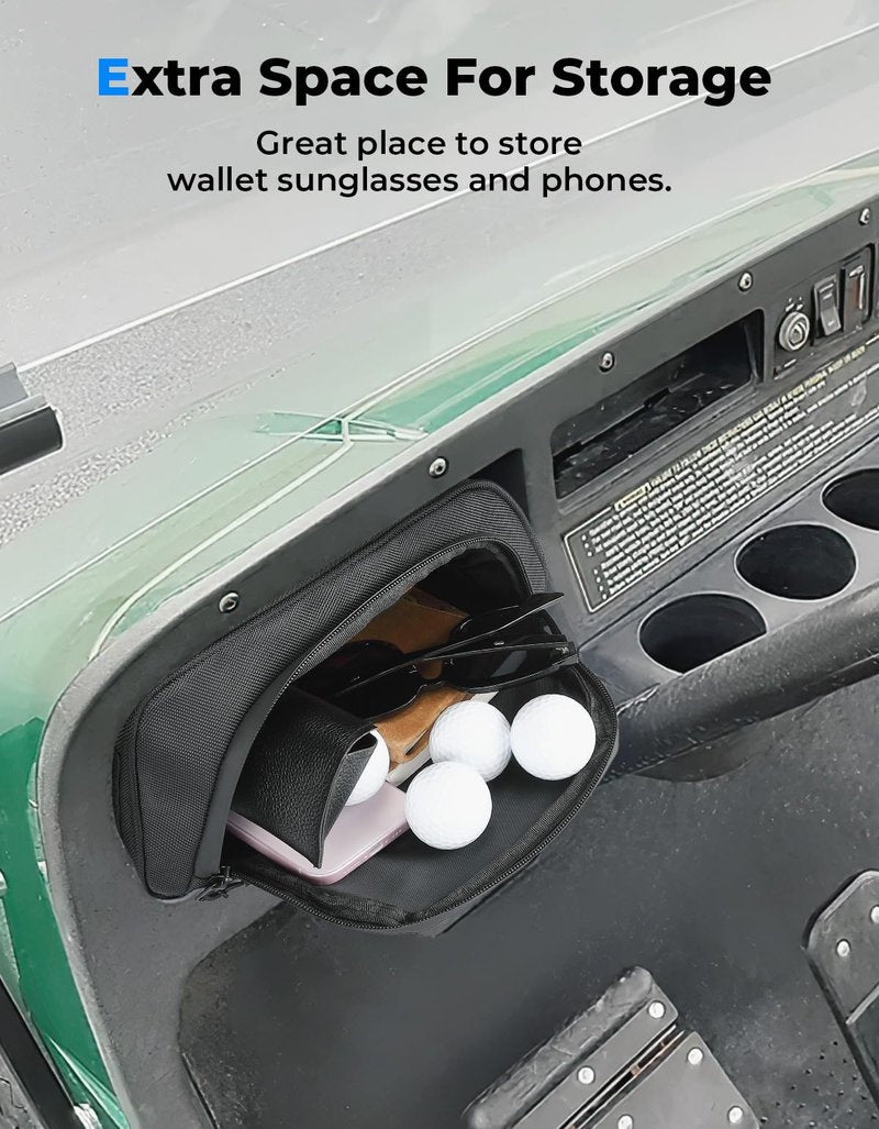 KEMIMOTO Golf Cart Dash Storage Bag Compatible with EZGO TXT 1993-2013 Dashboard,1680D Waterproof No-Drill Dash Organizer with Dual Zippers